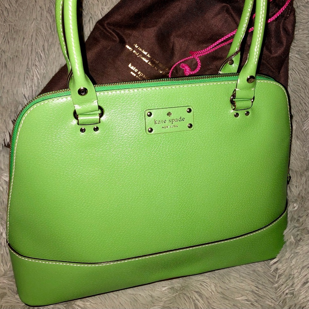 Vintage Kate Spade New York Wellesley Rachelle Apple Green Leather Satchel Large